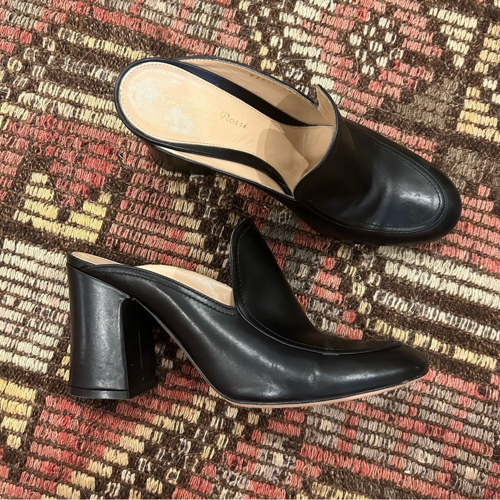 Gianvito Rossi Chunky Heel Loafer Mules size 38.5 (fits 7.5-8)